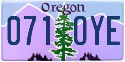 OR license plate 071OYE