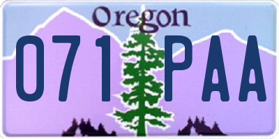 OR license plate 071PAA