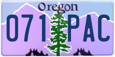 OR license plate 071PAC