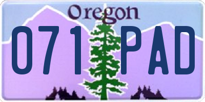 OR license plate 071PAD