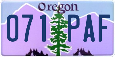 OR license plate 071PAF