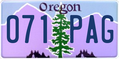 OR license plate 071PAG