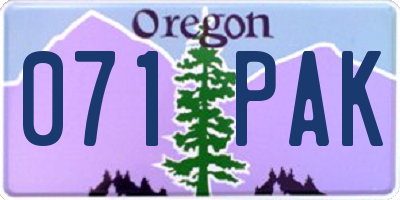 OR license plate 071PAK