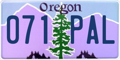 OR license plate 071PAL
