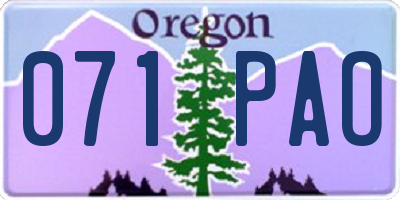 OR license plate 071PAO