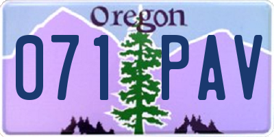 OR license plate 071PAV