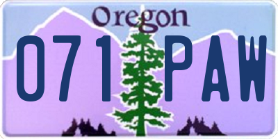 OR license plate 071PAW