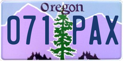 OR license plate 071PAX