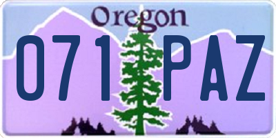 OR license plate 071PAZ