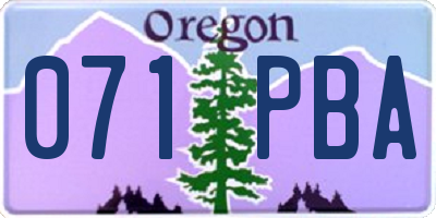 OR license plate 071PBA