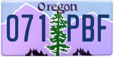 OR license plate 071PBF