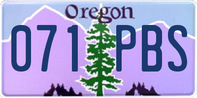 OR license plate 071PBS