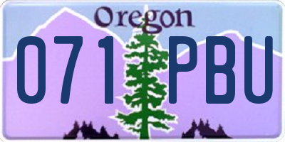 OR license plate 071PBU