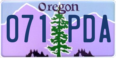 OR license plate 071PDA