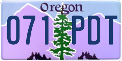 OR license plate 071PDT