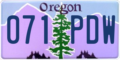 OR license plate 071PDW