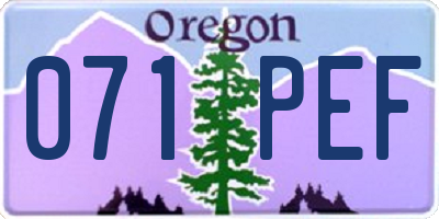 OR license plate 071PEF