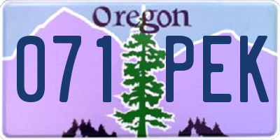 OR license plate 071PEK