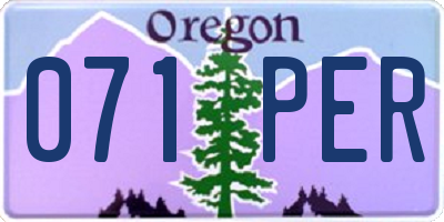 OR license plate 071PER