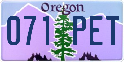 OR license plate 071PET