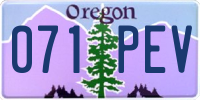 OR license plate 071PEV