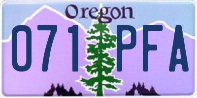 OR license plate 071PFA