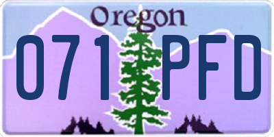 OR license plate 071PFD