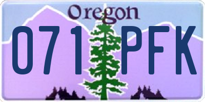 OR license plate 071PFK