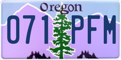 OR license plate 071PFM