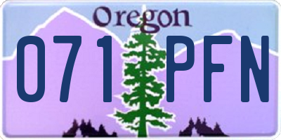 OR license plate 071PFN