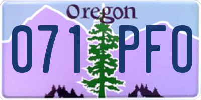 OR license plate 071PFO
