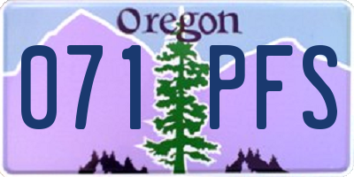 OR license plate 071PFS