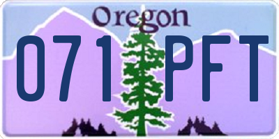 OR license plate 071PFT