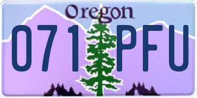OR license plate 071PFU
