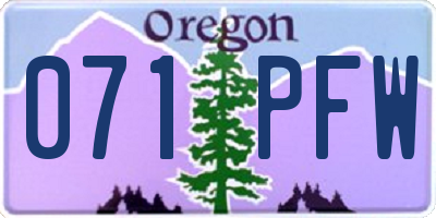 OR license plate 071PFW