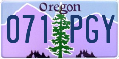 OR license plate 071PGY
