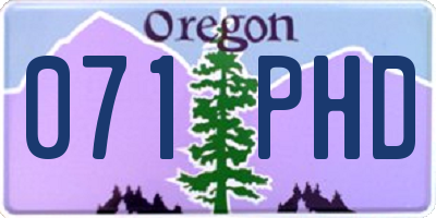 OR license plate 071PHD