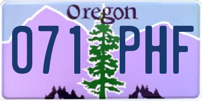OR license plate 071PHF