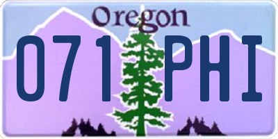 OR license plate 071PHI