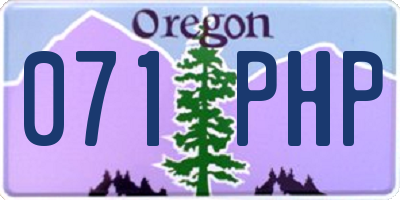 OR license plate 071PHP