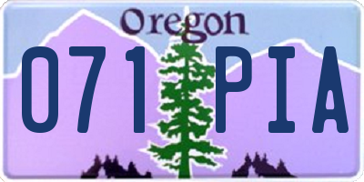 OR license plate 071PIA