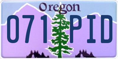 OR license plate 071PID