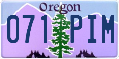 OR license plate 071PIM