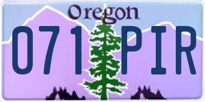 OR license plate 071PIR