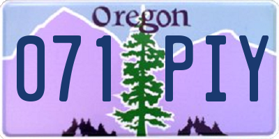 OR license plate 071PIY