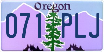 OR license plate 071PLJ