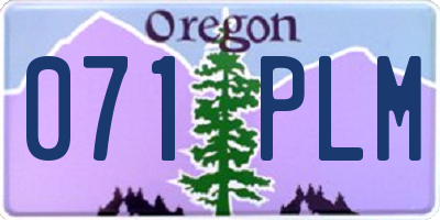 OR license plate 071PLM
