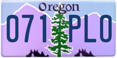 OR license plate 071PLO