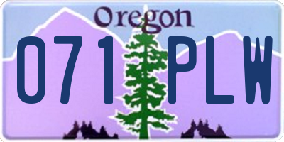 OR license plate 071PLW
