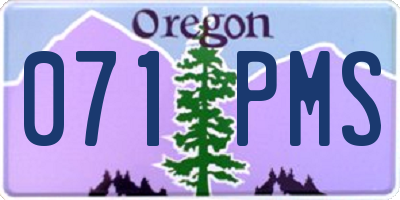 OR license plate 071PMS